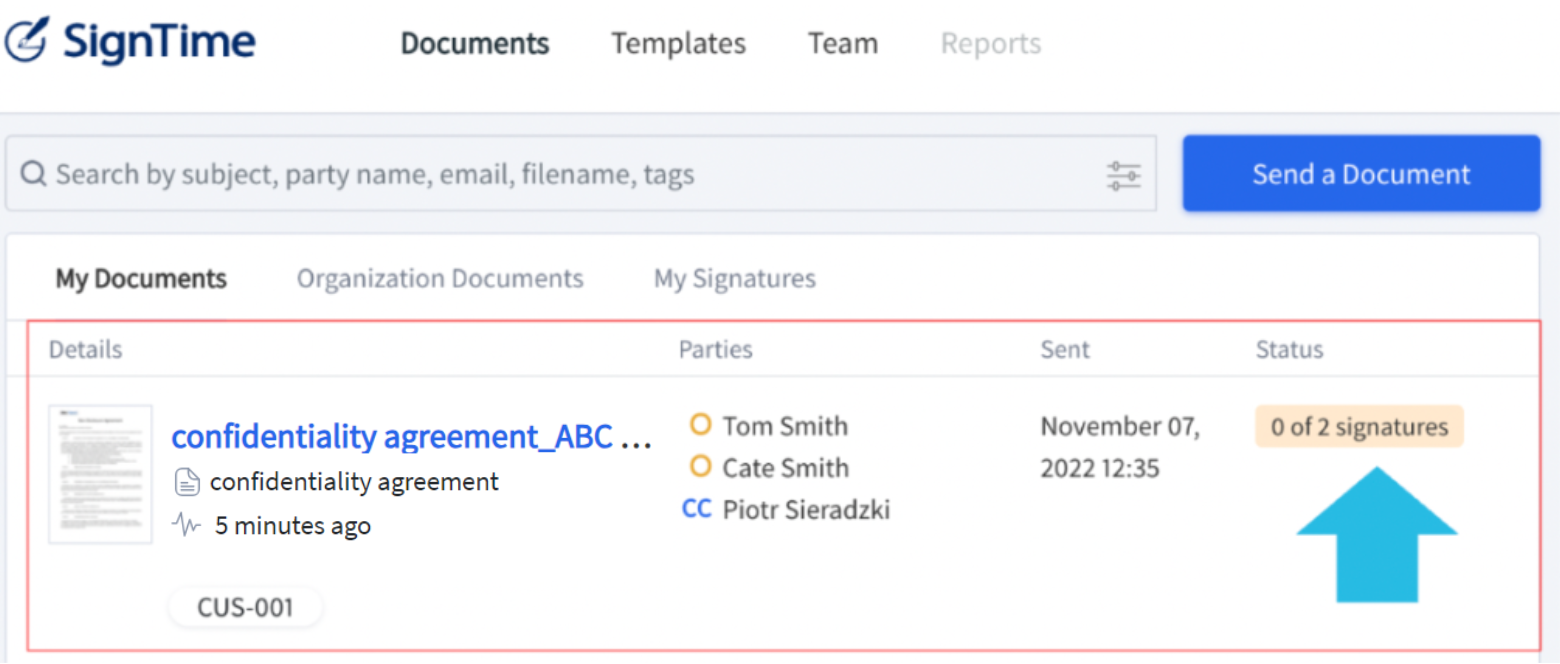 Request an E-Signature Using a SignTime Template – SignTime Help Center